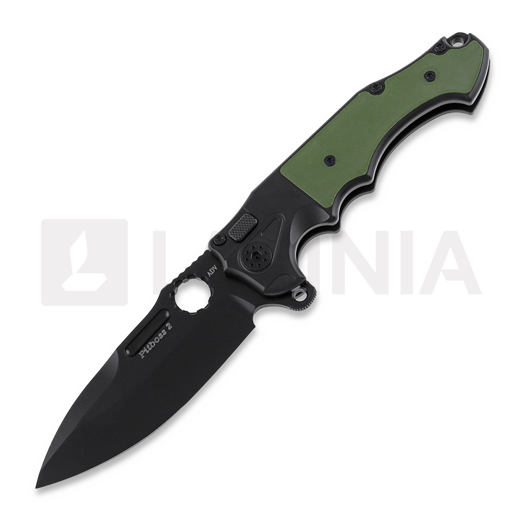 Andre de Villiers Mini Pitboss Black fällkniv, Green G10