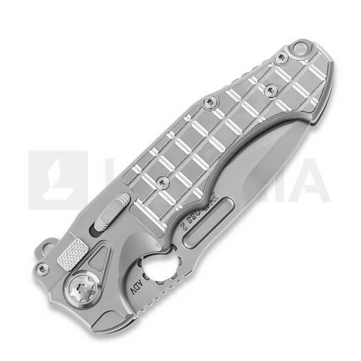 Andre de Villiers Pitboss 2 sulankstomas peilis, Bead Blasted Ti Frag