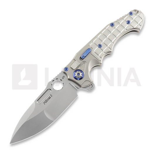Andre de Villiers Pitboss 2 folding knife, Bead Blasted Ti Frag/Blue
