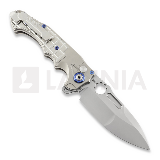 Andre de Villiers Pitboss 2 kääntöveitsi, Bead Blasted Ti Frag/Blue