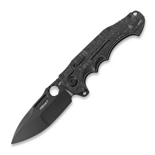 Andre de Villiers Pitboss 2 folding knife, Black/Marble CF