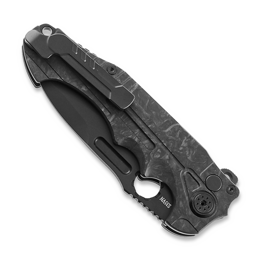 Andre de Villiers Pitboss 2 sulankstomas peilis, Black/Marble CF