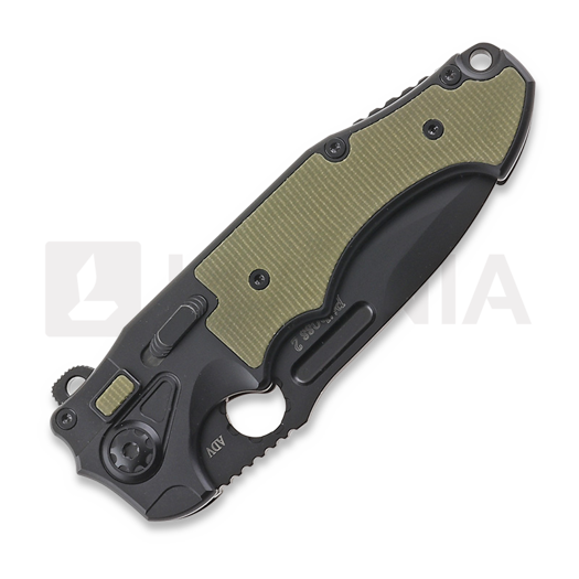 Andre de Villiers Pitboss 2 sulankstomas peilis, Black Ti/Micarta