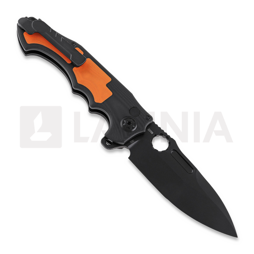 Andre de Villiers Pitboss 2 sulankstomas peilis, G10 Black Orange