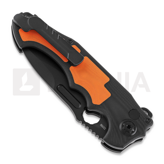 Andre de Villiers Pitboss 2 sulankstomas peilis, G10 Black Orange
