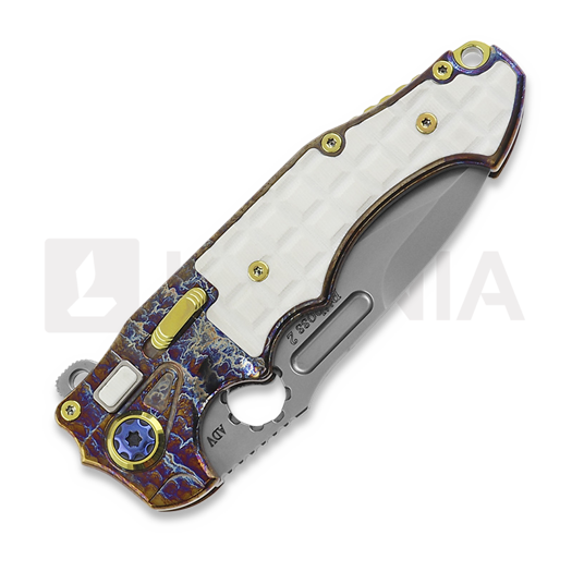 Andre de Villiers Pitboss 2 folding knife, White G10/Acid Rain