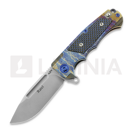 Andre de Villiers Ratel foldekniv, Acid Rain/Blue Carbon Fibre
