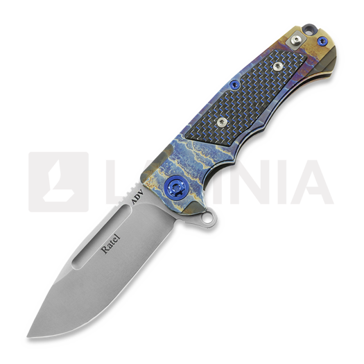 Andre de Villiers Ratel kääntöveitsi, Acid Rain/Blue Carbon Fibre