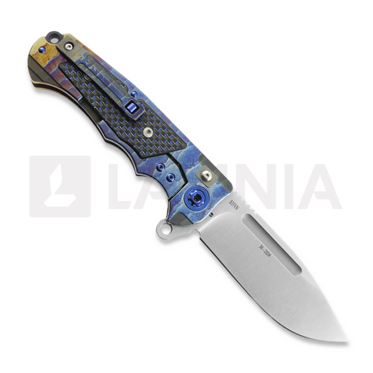 Andre de Villiers Ratel foldekniv, Acid Rain/Blue Carbon Fibre