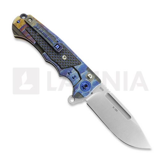Coltello pieghevole Andre de Villiers Ratel, Acid Rain/Blue Carbon Fibre