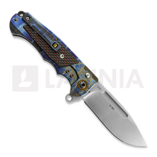 Zavírací nůž Andre de Villiers Ratel, Acid Rain/Red Carbon Fibre