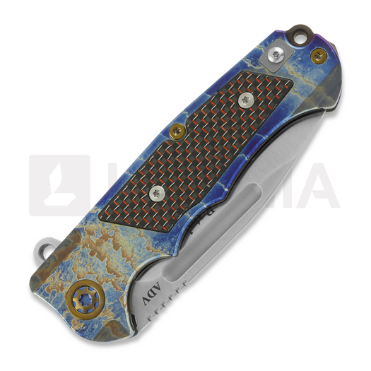 Andre de Villiers Ratel foldekniv, Acid Rain/Red Carbon Fibre