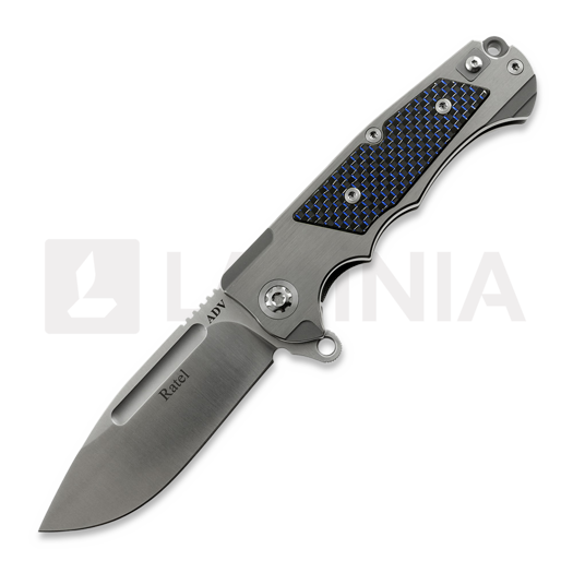 Skladací nôž Andre de Villiers Ratel, Satin/Blue Carbon Fibre