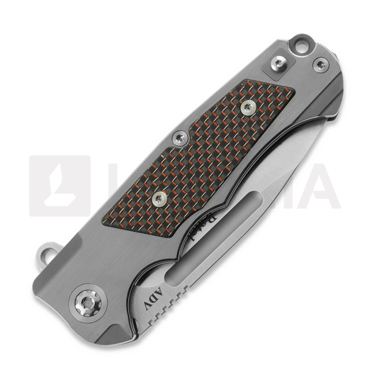 Andre de Villiers Ratel foldekniv, Satin/Red Carbon Fibre