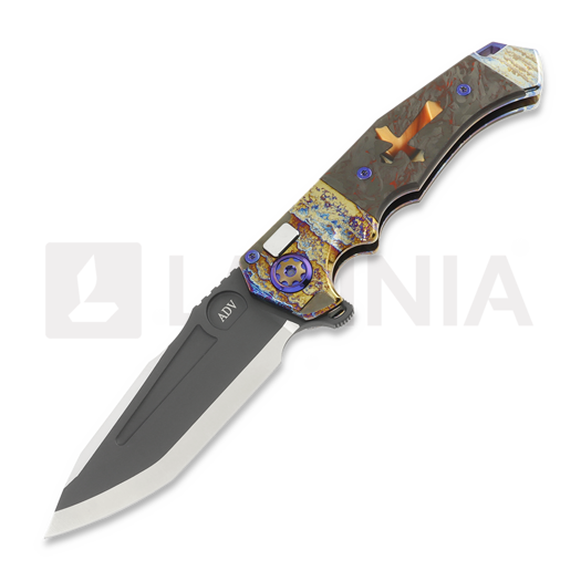 Andre de Villiers Ronin BL Acid Rain & Black/Red CF & Orange Cross összecsukható kés