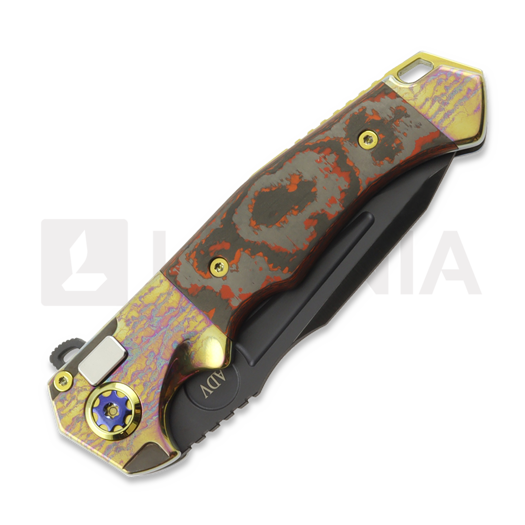 Coltello pieghevole Andre de Villiers Ronin BL Acid Rain & Black/Red Fat Carbon