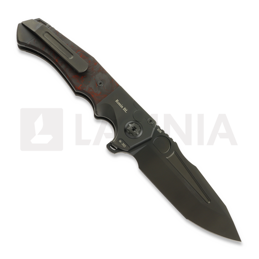 Coltello pieghevole Andre de Villiers Ronin BL, Black & Red Marble CF