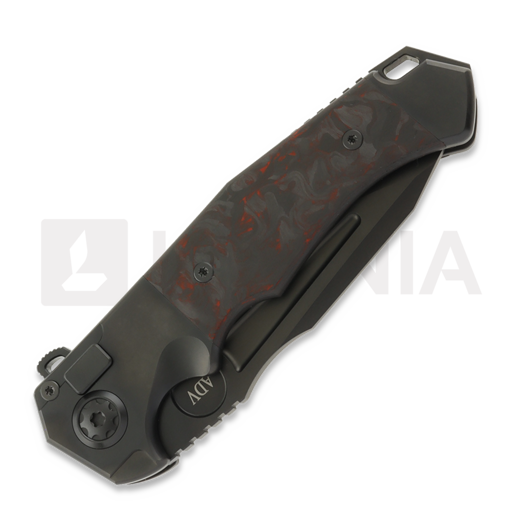 Andre de Villiers Ronin BL sulankstomas peilis, Black & Red Marble CF