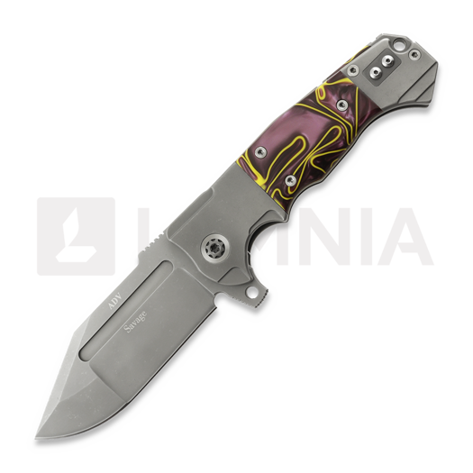 Andre de Villiers Savage Blasted folding knife, Purple Kirinite