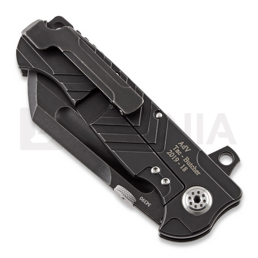 Andre de Villiers Tac Butcher M390 sulankstomas peilis, juoda