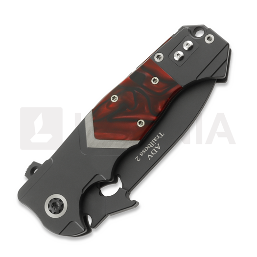 Andre de Villiers Trailboss Kalgard Wave Tab sulankstomas peilis, Red Kirinite