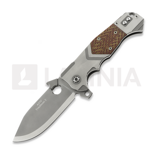 Andre de Villiers Trailboss Wave Tab összecsukható kés, Blasted & Handmade Rag Micarta