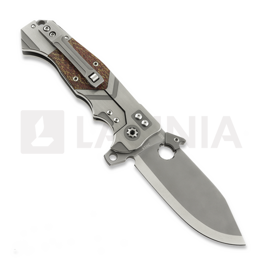 Couteau pliant Andre de Villiers Trailboss Wave Tab, Blasted & Handmade Rag Micarta