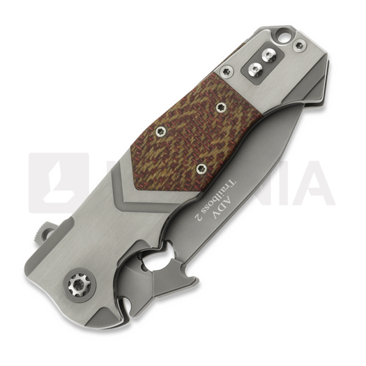 Couteau pliant Andre de Villiers Trailboss Wave Tab, Blasted & Handmade Rag Micarta