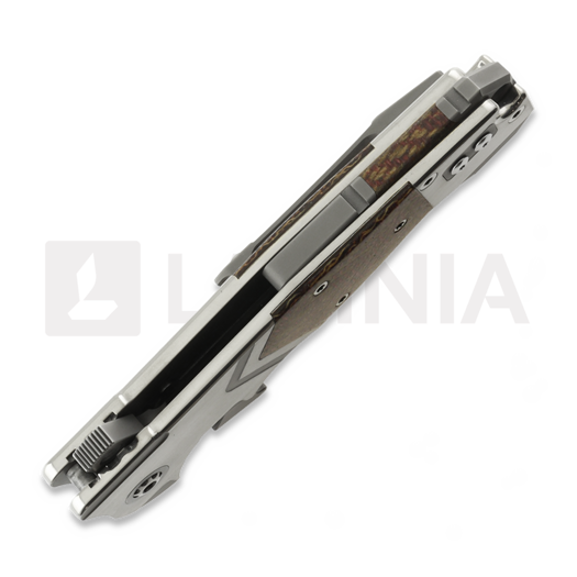 Couteau pliant Andre de Villiers Trailboss Wave Tab, Blasted & Handmade Rag Micarta