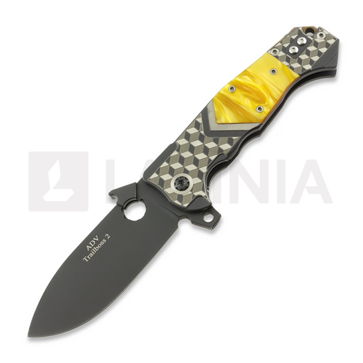 Couteau pliant Andre de Villiers Trailboss Wave Tab, Fire Kirinite & Lazer Art