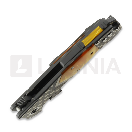 Andre de Villiers Trailboss Wave Tab sulankstomas peilis, Fire Kirinite & Lazer Art