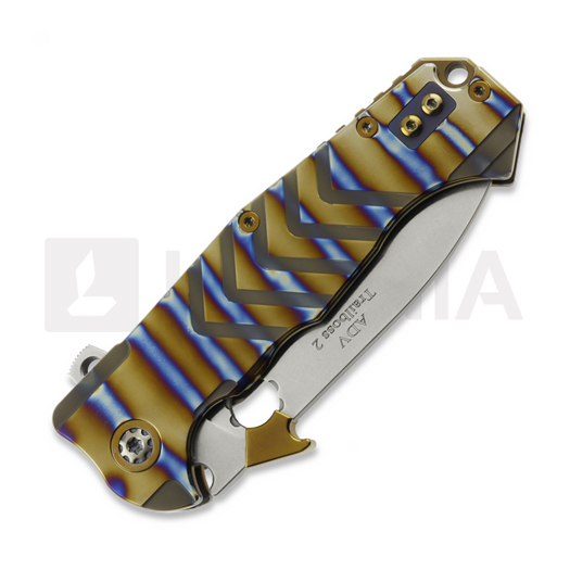 Andre de Villiers Trailboss Wave Tab 折り畳みナイフ, V-Mill Flame Ano