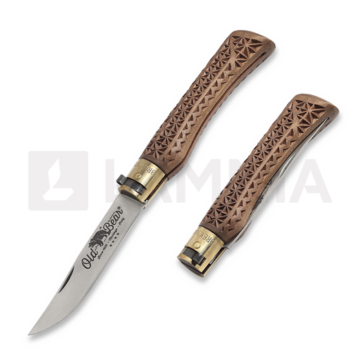 Coltello pieghevole Antonini Old Bear Collection Wood Carved L
