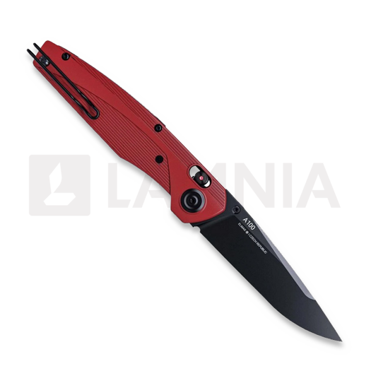 ANV Knives A100 BB - DLC Black Elmax - GRN k&auml;&auml;nt&ouml;veitsi, punainen