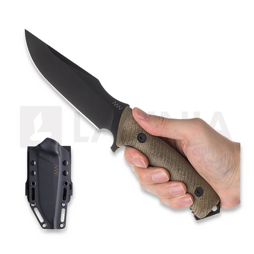 ANV Knives M311 Spelter - Elmax DLC - Micarta Olive 刀, Black Kydex