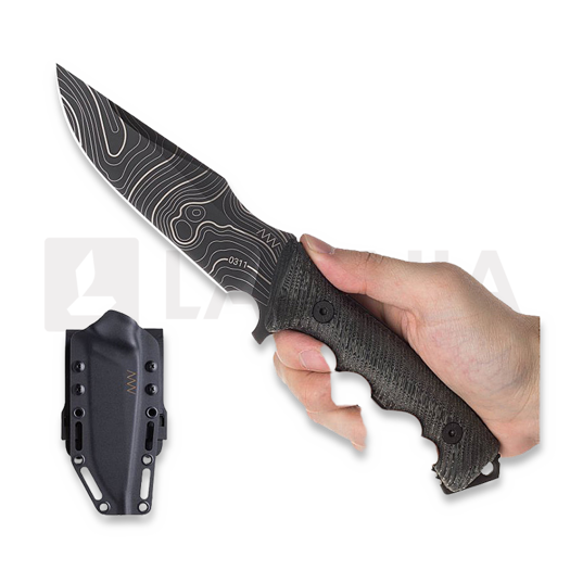 ANV Knives M311 Spelter - Elmax DLC Topo - Micarta Black veitsi, Black Kydex