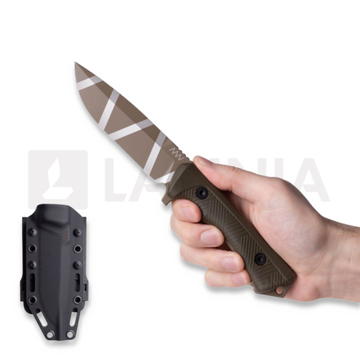 ANV Knives P250 - Sleipner Ceracote C/Camo - GRNPU kniv, olivgrön