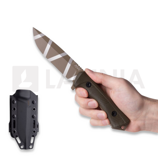 Nóż ANV Knives P250 - Sleipner Ceracote C/Camo - GRNPU, oliwkowa