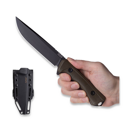 ANV Knives P300 - Sleipner Cerakote Black - GRNPU veitsi, oliivinvihreä