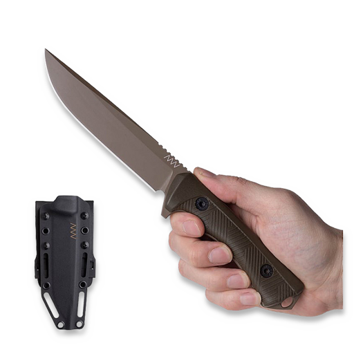 Nôž ANV Knives P300 - Sleipner Cerakote Coyote - GRNPU, zelená