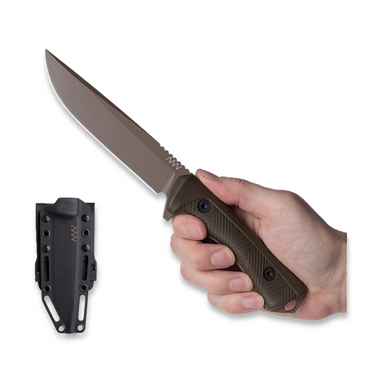 Nóż ANV Knives P300 - Sleipner Cerakote Coyote - GRNPU, oliwkowa