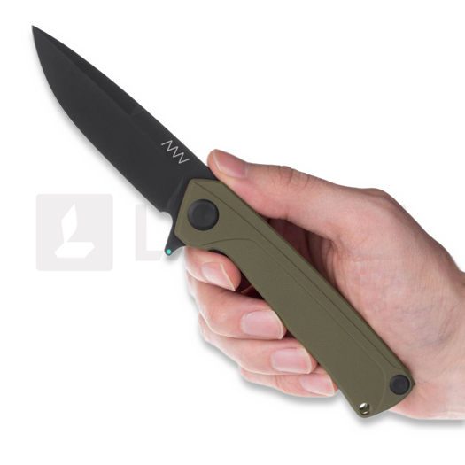 ANV Knives Z100 BB - Sleipner DLC - G10 foldekniv, olivengr&oslash;nn