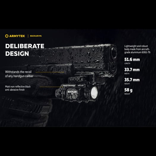 Armytek Buckler M1 White פנס כיס טקטי