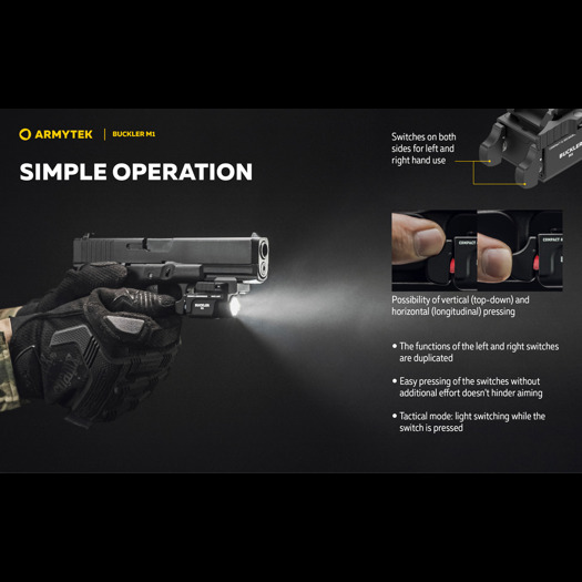 Armytek Buckler M1 White פנס כיס טקטי