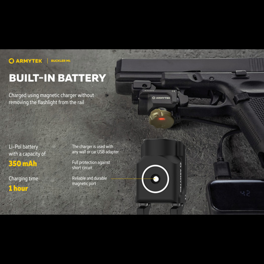 Armytek Buckler M1 White פנס כיס טקטי