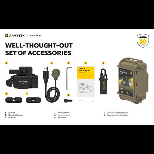 Armytek Buckler M1 White פנס כיס טקטי