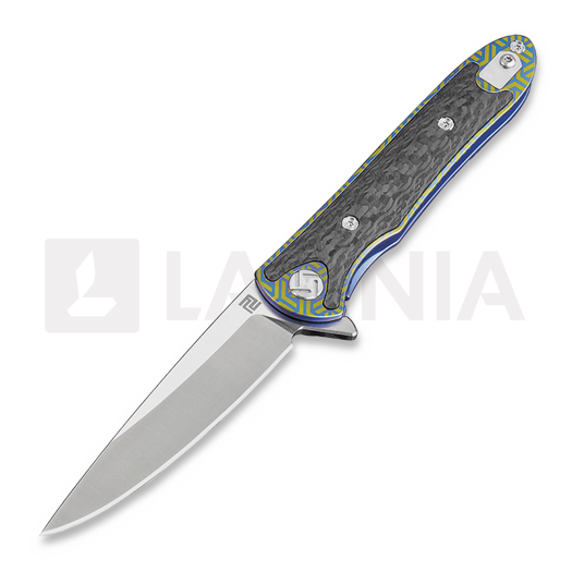 Couteau pliant Artisan Cutlery Shark Framelock CPM S35VN, gold/blue