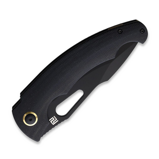 Artisan Cutlery Xcellerator sulankstomas peilis, Black PVD, Black Micarta