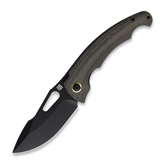 Saliekams nazis Artisan Cutlery Xcellerator, Black PVD, OD Green Micarta