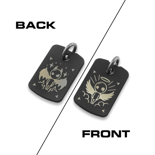 Audacious Concept Dog Tag Pendant - Titanium PVD - Angel & Demon (Two Sides)